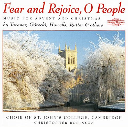 CD cover: snow-covered church and trees, text “Fear and Rejoice, O People”.