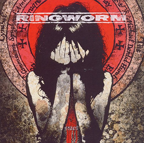 Album cover with a person covering their face, surrounded by a red circle.