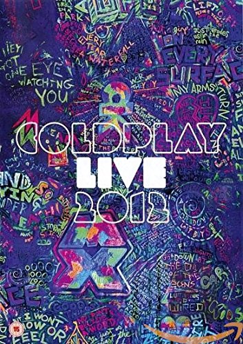 Coldplay “Live 2012” DVD cover with colorful, graffiti-style text and imagery.