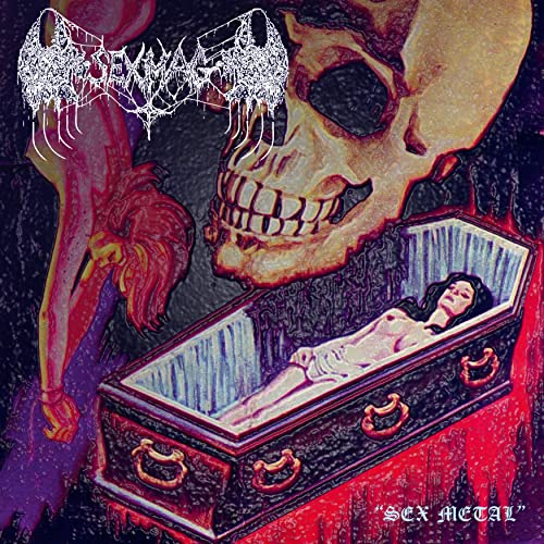 Album cover: skull, coffin, and figure in a lurid, dark style.