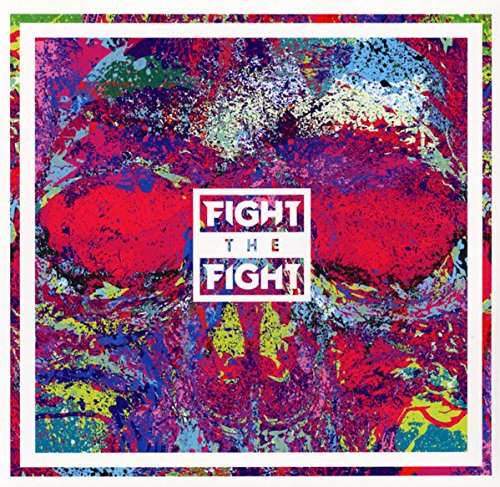 "Vinyl record with splattered pink and blue design, matching colorful album cover."
