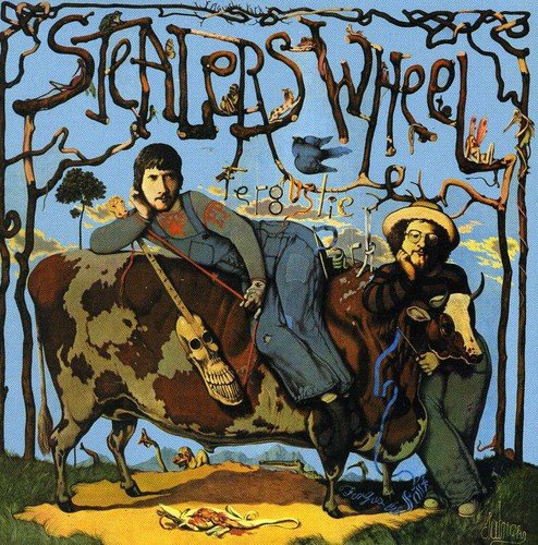 "Album cover art: two men and a cow, with 'Stealers Wheel' text at the top."