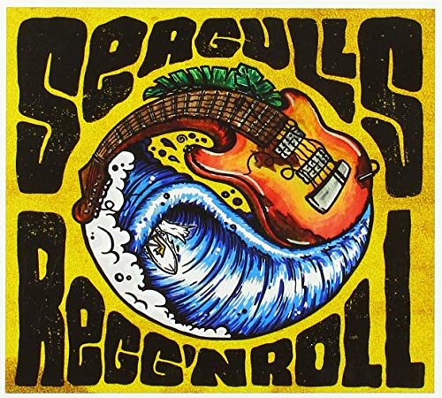 CD cover with illustrated seagulls, waves, and a red electric guitar.