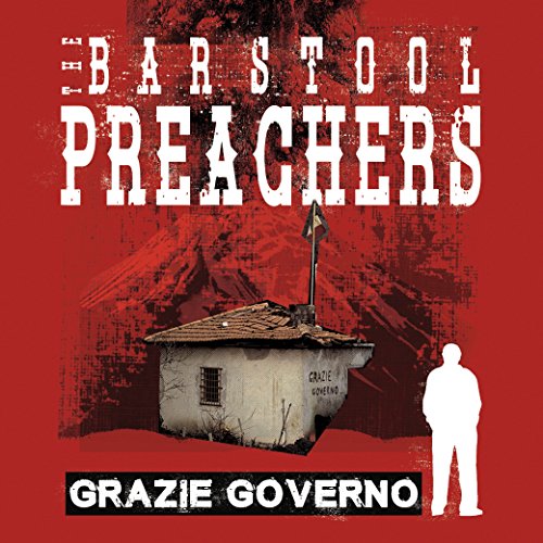 Red album cover with band name, building, and silhouetted figure.