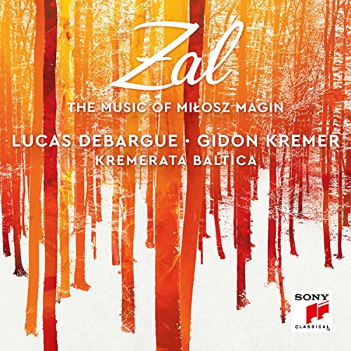 CD cover for "Zal" by Lucas Debargue, featuring orange and white abstract trees.