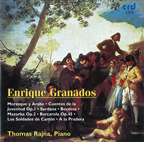 CD cover featuring a painting of people in historical attire, text details composer Enrique Granados.