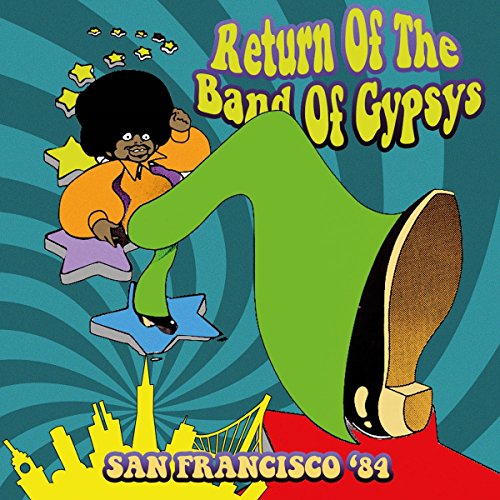 CD cover: illustrated man stepping over a city skyline.