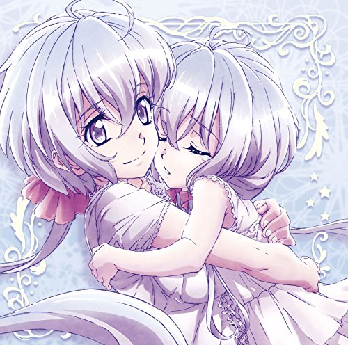 CD cover featuring two anime-style girls embracing, pale blue tones.