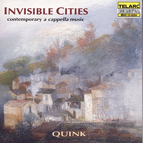 "Album cover with a painted village scene and text 'Invisible Cities' and 'Quink'."