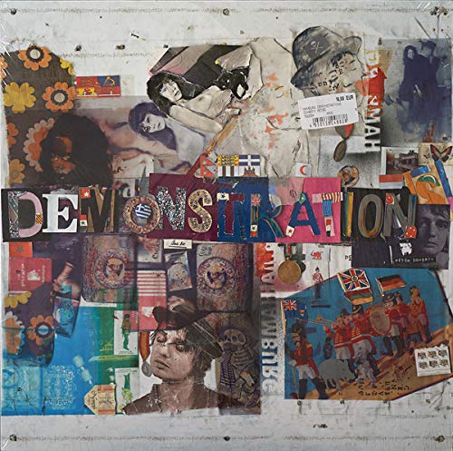 The image shows a vinyl record cover with a collage of various images and the word "DEMONSTRATION" in the center. Alt text: Vinyl record cover with collage images and "DEMONSTRATION" text.