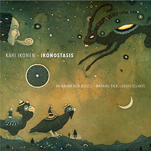"CD cover art featuring fantastical creatures and celestial elements in shades of green and brown."