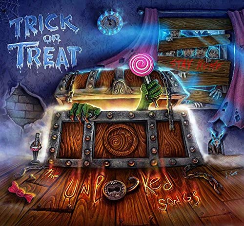 CD cover art: treasure chest, monsters, and candy in a spooky scene.