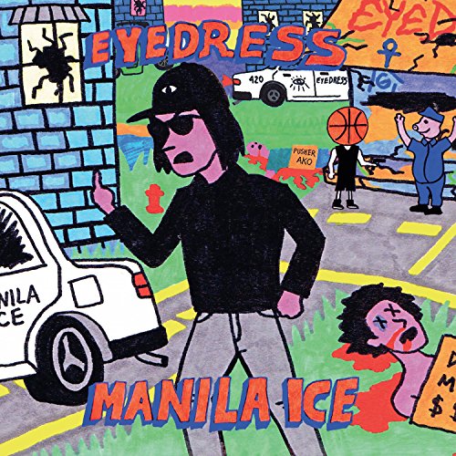 Album cover for Eyedress’ “Manila Ice” with illustrated street scene.
