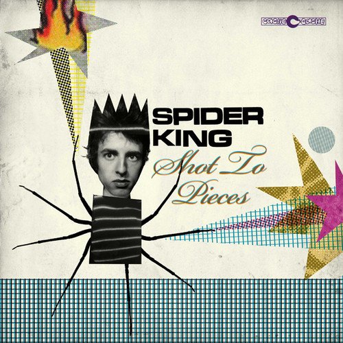 Collage album cover featuring a man’s face and spider legs, titled “Spider King”.