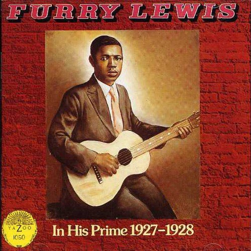 Album cover featuring Furry Lewis holding a guitar, on a red brick background.