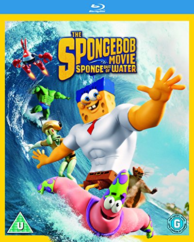 The Spongebob Movie: Sponge Out Of Water" Blu-ray cover with characters surfing.