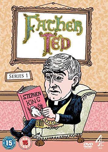 “Father Ted” Series 1 DVD cover featuring a cartoon priest reading.
