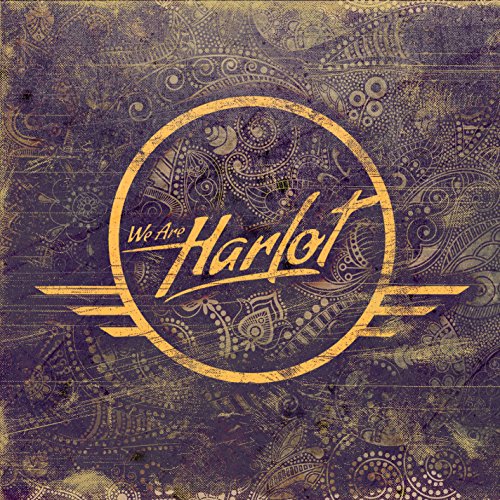 Album cover with gold text "We Are Harlot" on a purple patterned background.