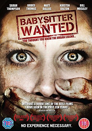 DVD cover for horror film “Babysitter Wanted” featuring frightened eyes and hands.