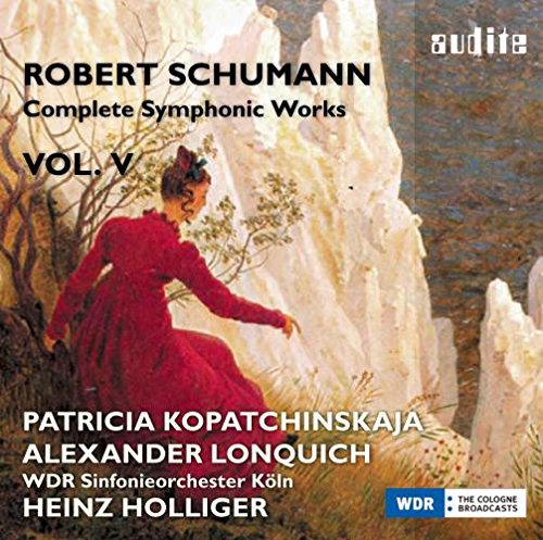 CD cover featuring a woman in red dress on a rocky cliffside.