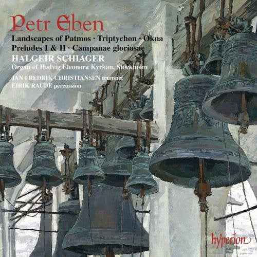 "CD cover art featuring multiple church bells hanging from wooden beams."