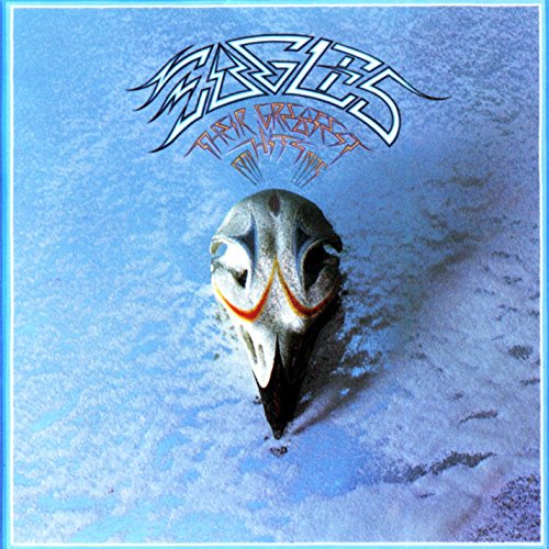 CD case with "Eagles - Their Greatest Hits Volumes 1" title and disc visible inside.