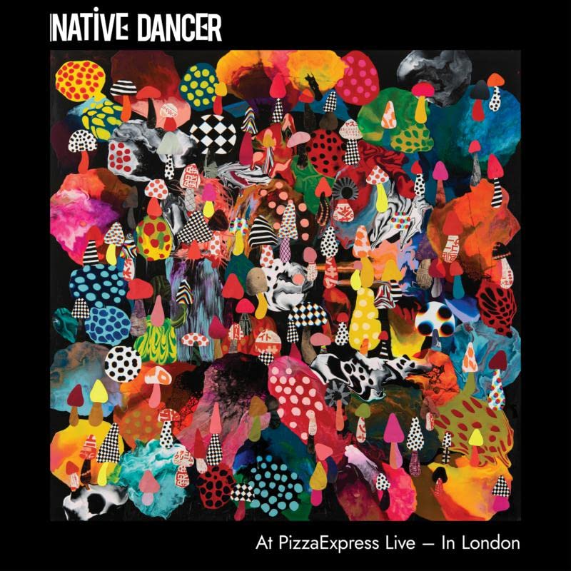 CD cover: colorful abstract mushroom illustration with band name and venue.