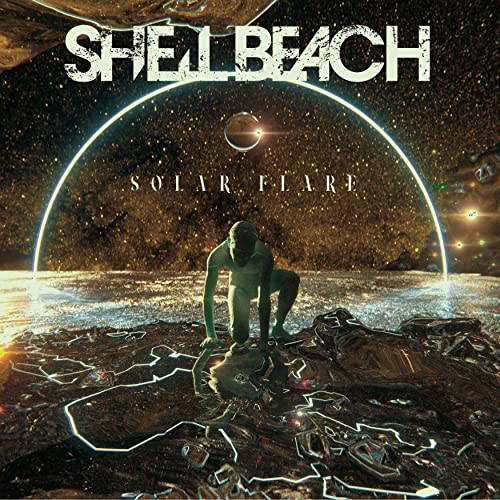CD cover for Shell Beach’s “Solar Flare” with space and ocean imagery.