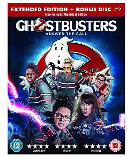 "Blu-ray cover of 'Ghostbusters: Answer the Call' featuring the main characters and logo."