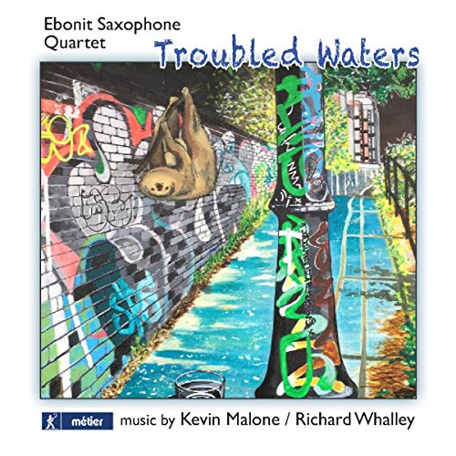 "CD cover art featuring a sloth on a graffiti-covered wall by a stream."