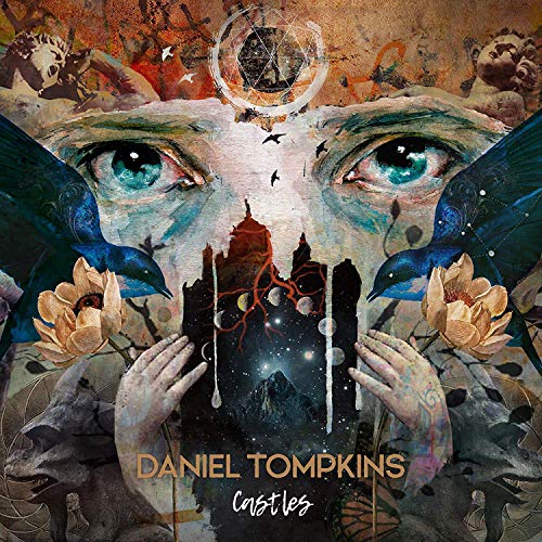 "Vinyl album cover with surreal artwork featuring a face, birds, and mystical elements."