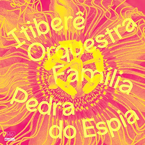 The alt text for the image is: "Vibrant pink and orange album cover with yellow text and abstract design."
