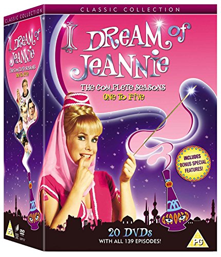 "I Dream of Jeannie" DVD box set featuring a blonde woman in pink harem costume.