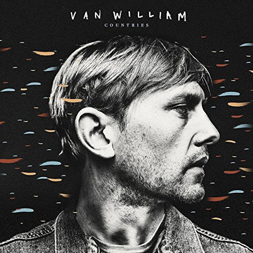 Black and white portrait of a man on a vinyl album cover.