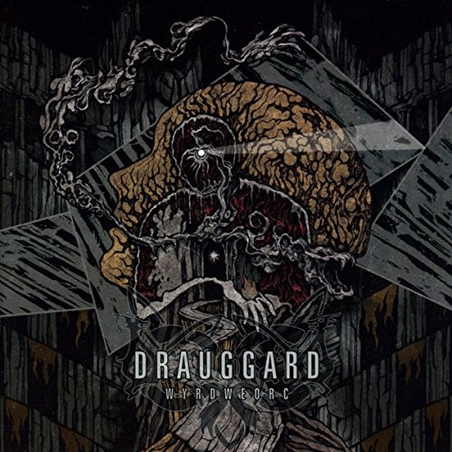 Dark, textured album cover with a hooded figure and geometric shapes.