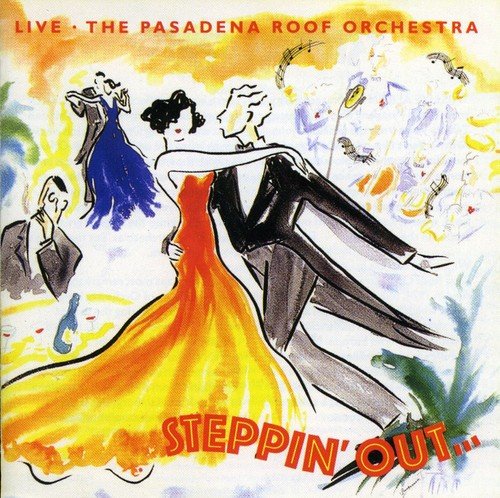 "Album cover featuring dancing couple with 'Steppin' Out' text and abstract background."