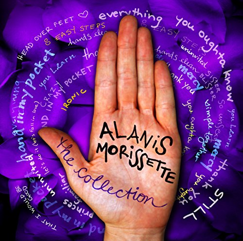 Alanis Morissette album cover featuring a hand with song titles on a purple background.