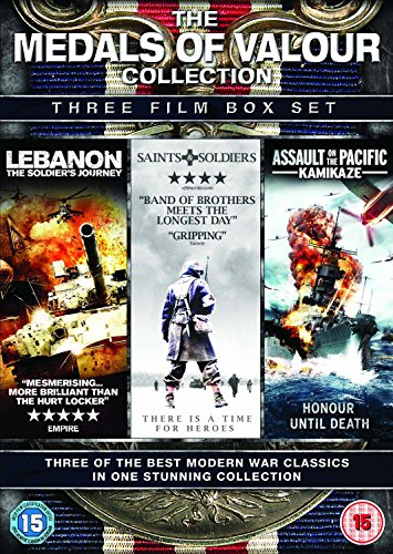 DVD box set cover with three war film images and "Medals of Valour Collection" title.