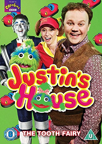 DVD cover for "Justin's House: The Tooth Fairy" featuring characters and a green background.