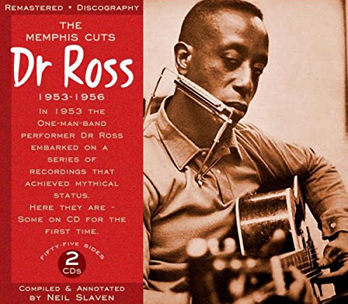 Red CD cover with sepia-toned image of man playing guitar and harmonica.