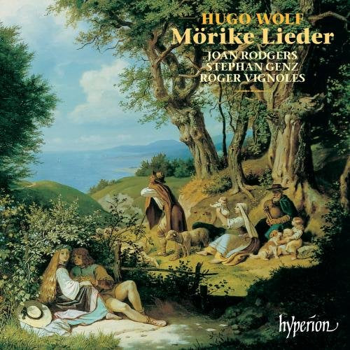 A CD cover featuring a serene forest scene with people resting and playing music.