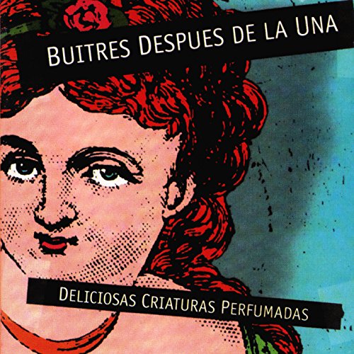 "Vinyl album cover featuring a woman's face with red hair and roses."