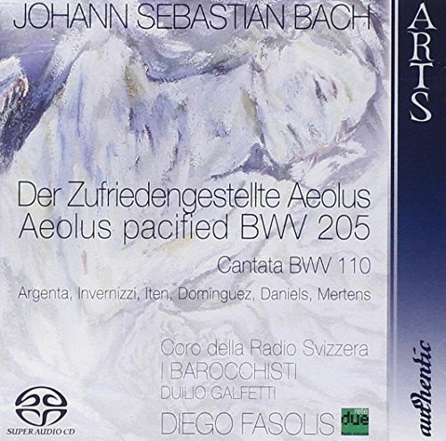 CD cover with abstract blue and white artwork, featuring text about Bach's cantatas.