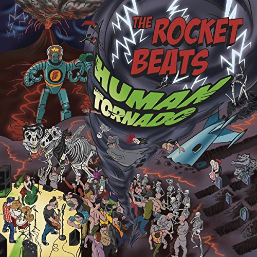 CD cover for “The Rocket Beats - Human Tornado” with cartoon disaster scene.