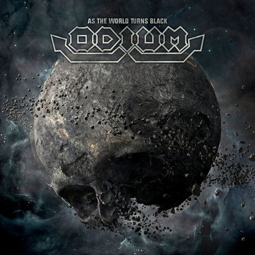 CD cover featuringL featuring a stone skull sphere against a dark, smoky background.