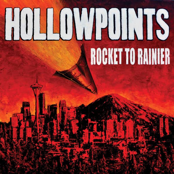 CD cover for "Hollowpoints," featuring a rocket over a city skyline.