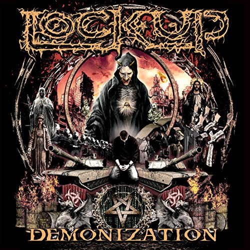 CD cover for “Demonization” by Lock Up, featuring dark, apocalyptic imagery.