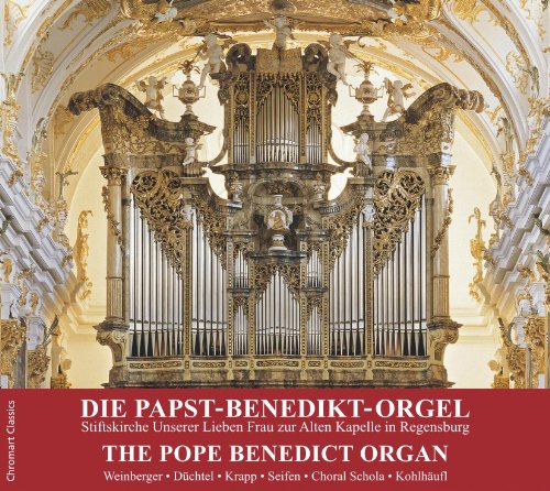 Ornate golden organ inside a baroque church, CD cover art.