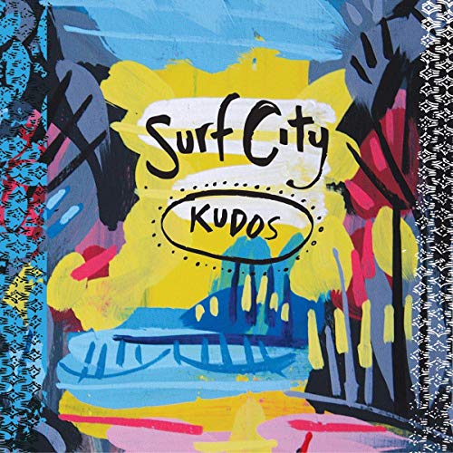 CD cover for "Surf City - Kudos" with abstract, colorful painting.