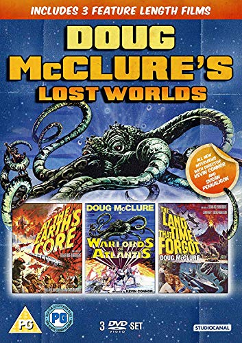DVD cover for "Doug McClure's Lost Worlds" featuring monster and film stills.